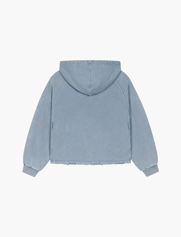 Heavyweight Washed Denim Hoodie - Premium Cotton Blend Custom Sweatshirt