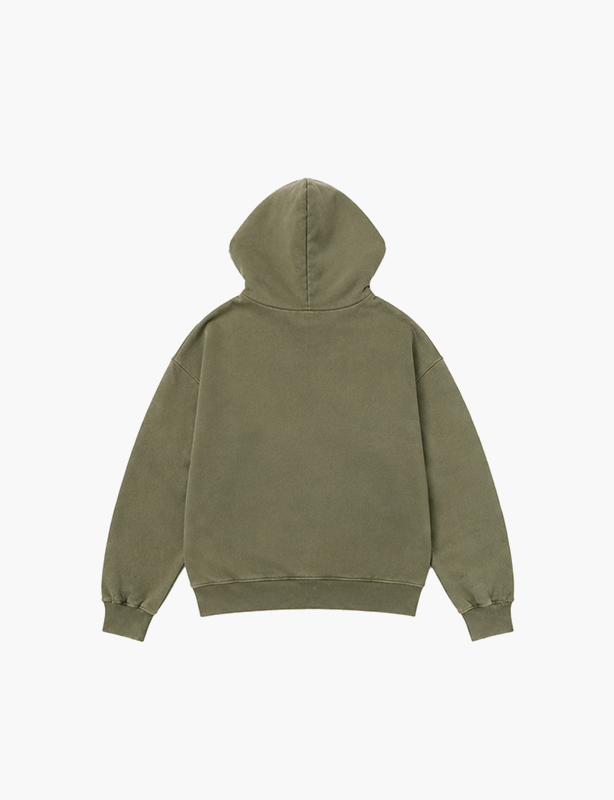 Custom Washed-Effect Zip Hoodie &ndash; Artisanal Distressing, Vintage Character, Tailored to Your Style.